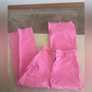 Zara Vibrant Pink Frayed Jeans